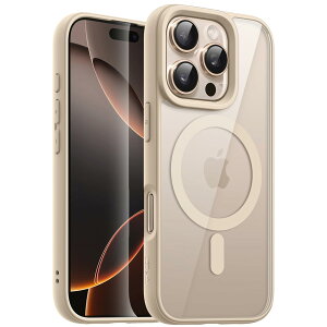 【送料無料】JETech iPhone 16 Pro Max 6.9インチ用 マグネット ケース MagSafeに対応 衝撃吸収 バンパーカバー ソリッドカラーマットTPUフレーム 傷つけ防止 クリアバック (デザートチタニウム)