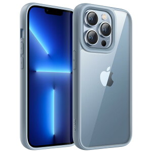 【送料無料】JEDirect iPhone 13 Pro 6.1インチ用 ケース 耐衝撃スマホバンパーカバー ソリッドカラー マットTPUフレーム 傷つけ防止 クリアバック (シエラブルー)