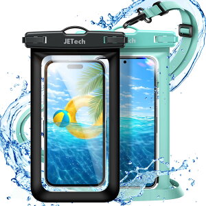 �y���������zJEDirect �X�}�z �h���P�[�X �h���|�[�` iPhone 16 15 14 13 12 Pro Max Plus/Samsung Galaxy S24 S23 Ultra�Ȃ� �ő�7.2�C���`�Ή� �X�g���b�v�t�� IPX8�h���C�o�b�O 2���Z�b�g (�u���b�N+�O���[��)