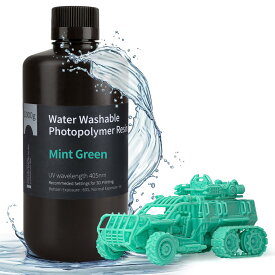 【送料無料】ELEGOO 光造形3Dプリンター用 水洗い樹脂 UVレジン 低収縮 高精度 405nm 無臭 光硬化可能樹脂 LCD 3Dプリンター向け (1000g, ミントグリーン)