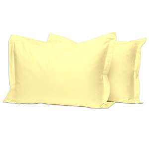 【送料無料】Pizuna コットン枕カバー400スレッドカウント 梳毛ロングステープル綿100%サテン織り 通気性 洗濯機で洗える枕カバー2ピース 50x75cm (まろやかな黄色)