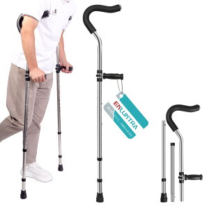 【送料無料】ENLUNTRA 松葉杖 男性用 2本 女性用 F型 高さ調整 簡単に分解 衝撃吸収 柔らかいフォームクッション 丈夫 ステンレス 杖 介護杖 滑りにくい 対応身長 160〜180cm 耐荷重100kg 2本セット