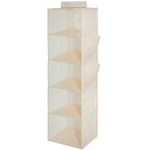 【送料無料】YRCBEHFU 吊り下げ収納 【最新強化版】 クローゼット 収納吊り下げ 5段 PPボード 大容量 衣類ラック 帽子/鞄 収納/旅行/出張 取付簡単 折り畳み式(ベージュ、27x27x100cm)