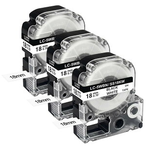 【送料無料】YUU テプラ 18mm 白 強粘着 互換 キングジム テプラ テープ 18mm 白地黒文字 SS18K テプラPRO SR-GL1 SR-MK1 SR750 SR370 SR170 テープカートリッジ 8m長さ 3個セット