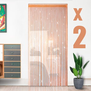 【送料無料】【20パック】HYSENM ストリングカーテンひものれん2枚入り100x200cm 11色選べる色褪せなく目隠しラメ入り間仕切りプライバシー確保キラキラ光る高密度インテリア、オレンジ100x200cm