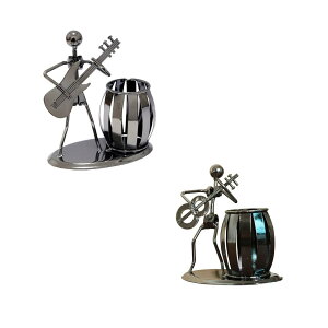 【送料無料】umely ペン立て ペン入れ デスク 卓上 小物入れ おもしろ 小物収納 フルート アコーディオン 2個 セット (ギター&ベース)