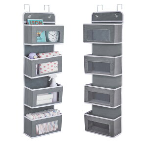 【送料無料】ウォールポケット Rinimie ドア掛けポケット 透明窓付き 4段大容量 壁掛け収納ポケット 吊り下げ収納ポケット 頑丈な不織布 耐用 小物収納 おもちゃ バッグ タオル 本 書類などの