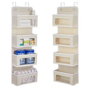 【送料無料】ウォールポケット Rinimie ドア掛けポケット 透明窓付き 4段大容量 壁掛け収納ポケット 吊り下げ収納ポケット 頑丈な不織布 耐用 小物収納 おもちゃ バッグ タオル 本 書類などの