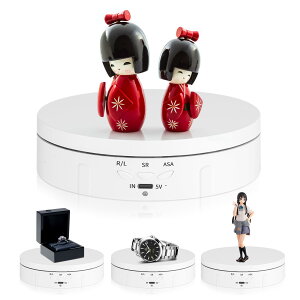 【送料無料】L'QECTED ターンテーブル 電動回転台 360度回転台 電動ターンテーブル 耐荷重8kg 方向角度調整可能 安定性 低騒音 直径14.5CM フィギュア 撮影用(ホワイト 14.5cm)