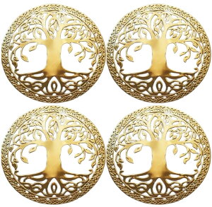 【送料無料】dilib ツリーオブライフ 金属シール ステッカー 生命の木 神聖幾何学 黄金比 (3cm・4枚セット)