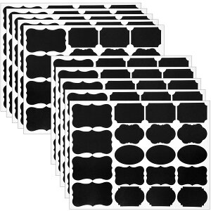【送料無料】Wisdompro 黒板ラベル ラベルステッカー 再利用可能 メイソンジャー/香辛料/ガラス/カップ/ボトルに対応 防水黒板シール 10シート 190枚入り 組み合わせ形状 【ブラック】