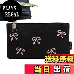 【送料無料】PAVIKE 可愛いペンケース 筆箱 19*11cm ペン入れ 大容量 リボン刺繍 学生 大人 オシャレなペンケース 韓国風 文具屋 学校 ピンクブラック シンプルなペンケース