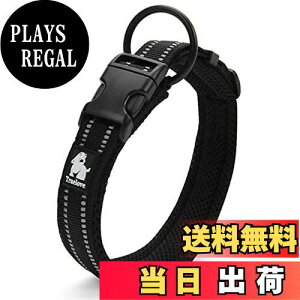 【送料無料】cocomall日本授権店 犬首輪 犬の首輪 犬用訓練首輪 小型、中型、大型犬用首輪 ペット用品 3M反射材料 ナイロン製 通気性 弾力性 ソフト 調節可能 (L, ブラック)