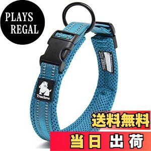【送料無料】cocomall日本授権店 犬首輪 犬の首輪 訓練首輪 小型、中型、大型犬用首輪 ペット用品 3M反射材料 ナイロン製 通気性 弾力性 ソフト 調節可能 ハーネス リード (S, ロイヤルブルー)