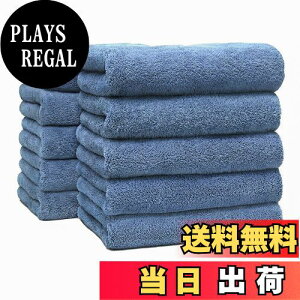 【送料無料】フェイスタオル 10枚セット 吸水速乾 無地 ふわふわ なめらか 速乾 耐久性 毛羽落ち少ない 引っ掛けやすい 人気 10枚 家庭用 業務用 極細繊維 抗菌 防臭 通気 (75cmX35cm, ブルー)