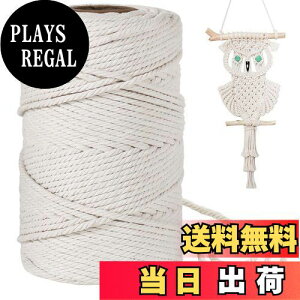 【送料無料】4mm 綿紐,100M 太いマクラメロープ 手芸 壁掛け おもちゃ 盆栽などに (ベージュ)