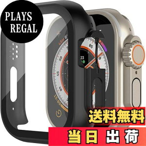 【送料無料】ULOE 対応 Apple Watch Ultra 2 / Ultra 49mm 用 ケース, 対応アップルウォッチ Ultra 2 / Ultra 49mm 保護カバー 超薄型 高透過率 傷防止 ガラスフィルム 一体型 PC素材全面保護(ブラック)