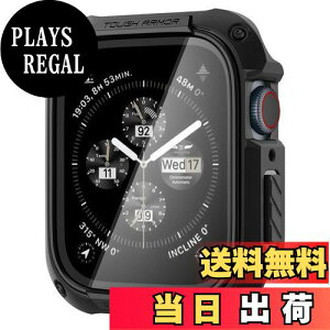 �y���������zSpigen Apple Watch �P�[�X 45mm �K���X ��̌^ �y Series9 / 8 / 7 �Ή� �z �ČRMIL�K�i�擾 ��ʕی� �ϏՌ� ���� �Ռ� �z�� ���菝 �h�~ �ی�J�o�[ �^�t�E�A�[�}�[ ACS04183 (�u���b�N)
