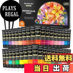 【送料無料】Shuttle Art 水彩絵の具 36色セット 透明水彩 12ml チューブ 大人の塗り絵 水彩画 お絵描き 美術 画材セット 学校用 幼稚園 初心者 専門家 プレゼント