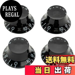 【送料無料】Musiclily Pro左利き用トップハットノブ ベルノブ ミリ規格 LP レスポールエレキギター用、ブラック (4個セット)