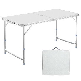 【送料無料】DesertFox キャンプテーブル アウトドア テーブル 折りたたみ 120cm 3段階高さ調整可能 ピクニック レジャー キャンプ用 折畳み コンパクト 収納 簡単組立006 (シルバー)