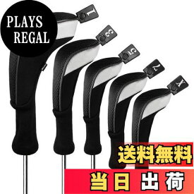 【送料無料】Andux ゴルフ ウッドドライバー ヘッドカバーロングネック 5個セット 460cc対応 MT/MG34 (ブラック)