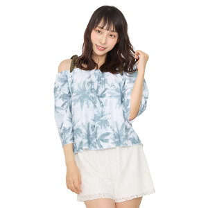 【送料無料】 水着 レディース 体型カバー オフショルダー タンキニ ビキニ ワンピース 4点 セット 色:パームツリー、サイズ:XL