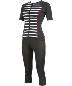 【送料無料】 おなかシェイプ水着 美胸カップ 体型カバー部位【おなか】 Qサイズまで対応 大きいサイズ セパレート 7分丈(ボトム) 半袖 フィットネス水着 LUCEO(ルセオ) SFS712 レディース 色:B