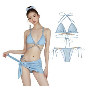 【送料無料】 レディース ビキニ 水着 体型カバー パレオ ホルターネック 大きいサイズ かわいい カバーアップ フェミニン リゾート セパレート 海水浴 温泉 2 XJ 色:Lサイズ