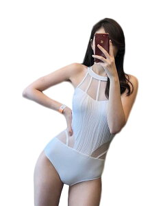 【送料無料】 水着 レディース ビキニ ワンピース オールインワン セクシー フィットネス水着 体型カバー スイムウェア 胸パッド付き 女性用 無地 スリム 色:ホワイト、サイズ:L