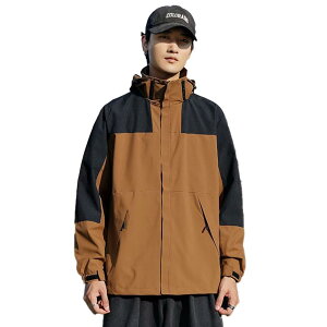 【送料無料】 アウトドアジャケット メンズ ウインドブレーカー 大きいサイズ マウンテンパーカー 登山 キャンプ 釣り 防風 撥水 9168 色:キャラメル、サイズ:M