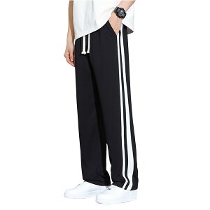 【送料無料】 ワイドパンツ メンズ ジャージ下 スウェットパンツ ズボン ガウチョパンツ ボトムス ストレートパンツ アクティブ ロングパンツ ゆったり ずぼん イージーパンツ 色:ブラッ