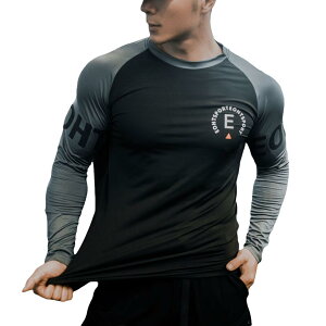 【送料無料】 メンズ 長袖 Tシャツ ジム 筋トレ スポーツウェア ファッションプリント トレーニングウェア フィットネス ロングスリーブ 吸汗速乾 細身 ストレッチ ボディビル 上着 秋冬 色