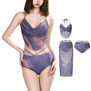 【送料無料】 レディース 水着セット ビキニ カラーマッチング 3個セット ストラップ 日焼け防止 着痩せ ハイウエスト セクシー 韓国 トレンド ビーチ プール リゾート 大人可愛い ファッシ