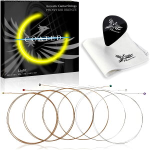 【送料無料】Phoenix コーティング弦 アコースティック ギター 弦 フォスファーブロンズ PHOSPHOR BRONZE 透明感ある音 ドンシャリ感 自然な手触り ポールエンド色分け/お手入れクロス&ピック 付