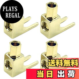 【送料無料】TIGRE BLANC Yラグ端子 L型 ソルダーレス バナナプラグ スペードプラグ 変換 金メッキ ケーブル 差込 スピーカー コネクタ 色：ゴールド