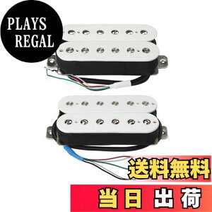 【送料無料】FLEOR 高出力アルニコ 5 ギター ピックアップ ダブルコイル ハムバッカー ピックアップ 色:白、サイズ:ネック + (8~9K) ブリッジ ピックアップ
