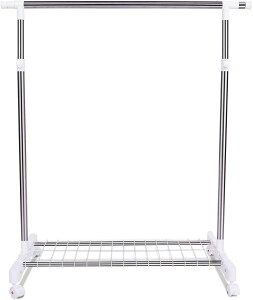 【送料無料】ハンガーラック オシャレ スリム パイプハンガー 省スペース 頑丈 キャスター付き 棚付き コートハンガー 伸縮 組立簡単