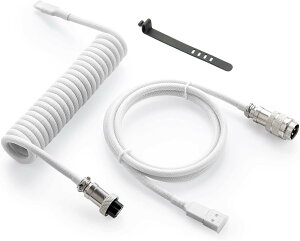【送料無料】Parishop Pro カスタムコイル状USB Cケーブル ゲーミングキーボード用 ダブルスリーブ メカニカルキーボードケーブル 取り外し可能なメタルアビエーター付き 1.5M USB-C - USB-A クラシ