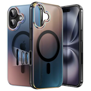 【送料無料】JETech iPhone 16 / iPhone 16 Pro Max 用 虹色ケース カメラコントロール付き撮影ボタン MagSafeに対応 かわいい ユニークで 美しいデザイン カラフル 半透明カバー 色:虹色ブラック、サ
