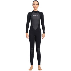 【送料無料】ウェットスーツ フルスーツ ウエットスーツ 3mm ネオプレン バックジップ サーフィン SUP サップ ダイビング ボディボード シュノーケリング 色:ブラック 女性、サイズ:M
