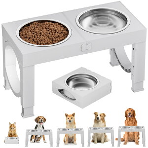 【送料無料】Aystkniet犬 食器台 ペット 餌台 ステンレスボウル 食器 エサ台 4段階 高さ調節可能 餌入れ 犬 ご飯台 フードボウル 台 お皿 中型犬 大型犬 ペット用品 食器 フードスタンド付き ス