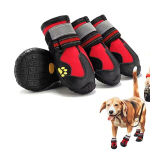 【送料無料】LIKOKLIN 犬靴 ドッグシューズ メッシュ素材 小型・中・大型犬対応 8 サイズ / 4 個入り・2 個入り 春夏用 軽量通気 抗菌防臭 吸水速乾 滑り止めゴム底 肉球保護 脱げにくい 2 重ス