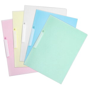【送料無料】Mikankawa クリアホルダー A4判 書類入れ 5色セット クリップ付き ファイルフォルダー 用紙1~50枚固定可能 おしゃれ 整理 収納 防撥水 PP材質 色:5色