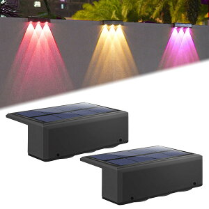 【送料無料】DODOGOD ソーラー 屋外 フェンスライト ガーデンライト LED ソーラー 表札灯 表示灯 玄関灯 門柱灯ソーラー式 取付簡単 庭 階段 通路 バックヤード 玄関等に適用 色:3つの光/色付