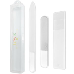 【送料無料】5WYOUKE 爪やすり 爪磨き つめやすり 【 ナノ技術 ガラス製 】 ネイルケア ネイルファイル つや出し ピカピカ つめみがき 4点セット 収納ケース付き 色:透明、サイズ:丸い頭爪