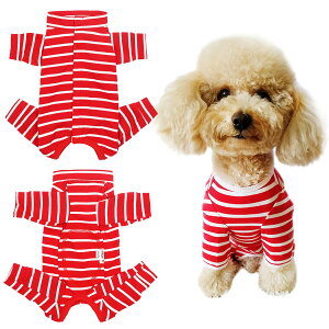 【送料無料】KUVEELA PET 犬 術後服 長袖 術後ウェア 術後カバー服 オス メス 虫よけ対策 避妊 離乳 傷口保護 皮膚病 通気 小型犬 中型犬 色:ホワイトボーダー、サイズ:SSサイズ (x 1)