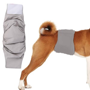 【送料無料】KUVEELA PET 犬用マナーベルト 雄犬用おむつ 犬用オムツカバー 男の子 お散歩 お外出 室内 おでかけ 介護 発情期 通気性 吸水性良い 再利用可能 色:グレー、サイズ:M