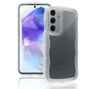 【送料無料】LanQii ケース 用の Samsung Galaxy A55 5G ケース ギャラクシー TPU 素材 全面保護ケース クリア 透明 可愛い うねうね 波状 フレーム おしゃれ デザインスマホケース ウェーブケース レ