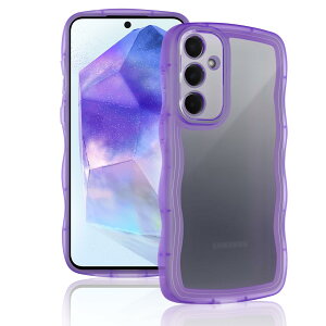 【送料無料】LanQii ケース 用の Samsung Galaxy A55 5G ケース ギャラクシー TPU 素材 全面保護ケース クリア 透明 可愛い うねうね 波状 フレーム おしゃれ デザインスマホケース ウェーブケース レ